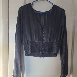 Black meshed cropped blouse